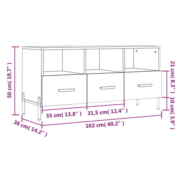 vidaXL Έπιπλο Τηλεόρασης Γκρι Sonoma 102 x 36 x 50 εκ. Επεξεργ. Ξύλο
