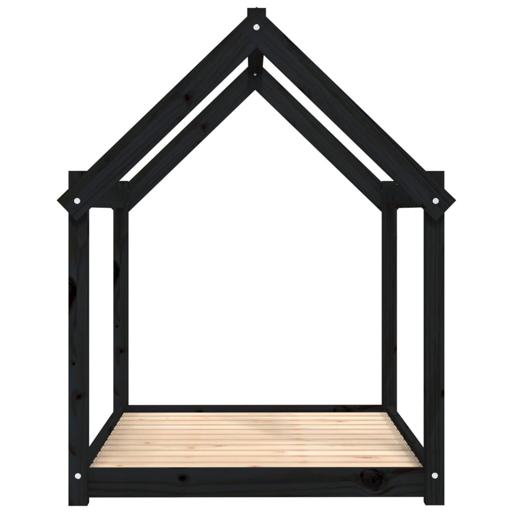 vidaXL Κρεβάτι Σκύλου Μαύρο 111x80x100 εκ. από Μασίφ Ξύλο Πεύκου