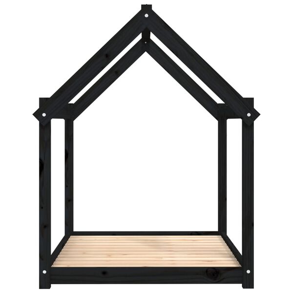 vidaXL Κρεβάτι Σκύλου Μαύρο 111x80x100 εκ. από Μασίφ Ξύλο Πεύκου