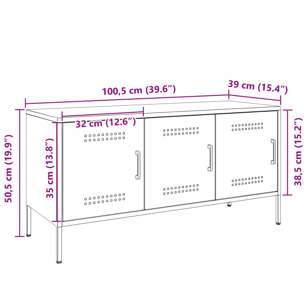 vidaXL Έπιπλο Τηλεόρασης Μαύρο 100,5x39x50,5 εκ. Ατσάλινο