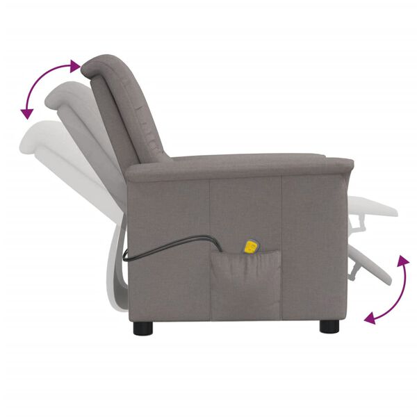 vidaXL Πολυθρόνα Μασάζ Taupe Υφασμάτινη