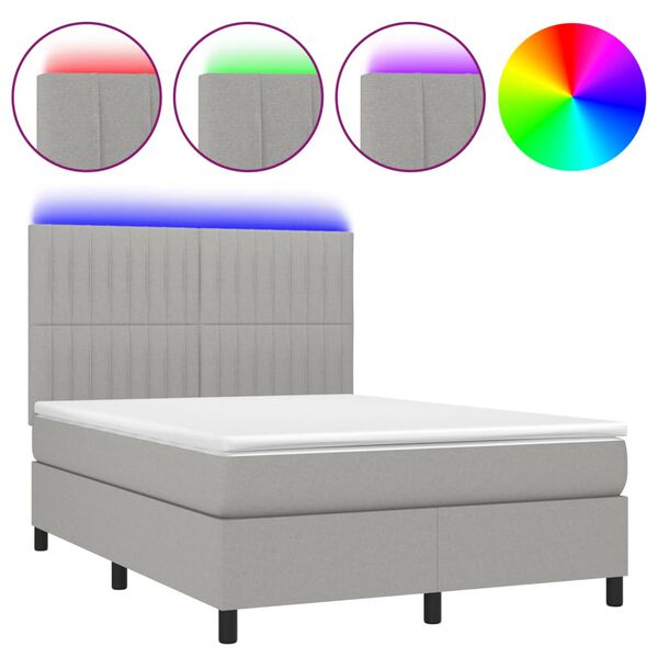 vidaXL &Kappa;&rho;&epsilon;&beta;ά&tau;&iota; Boxspring &mu;&epsilon; &Sigma;&tau;&rho;ώ&mu;&alpha; & LED &Alpha;&nu;.&Gamma;&kappa;&rho;&iota; 140x200&epsilon;&kappa;. &Upsilon;&phi;&alpha;&sigma;&mu;ά&tau;&iota;&nu;&omicron;