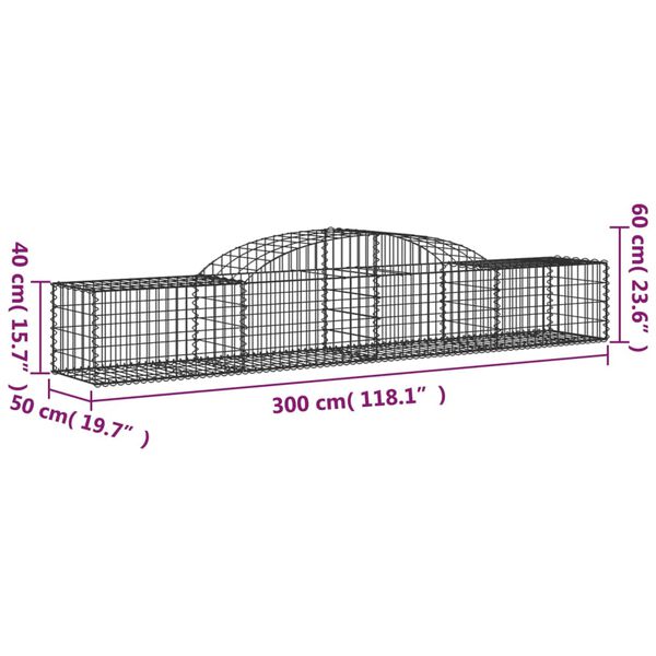 vidaXL Συρματοκιβώτια Τοξωτά 6 τεμ. 300x50x40/60 εκ. Γαλβαν. Ατσάλι