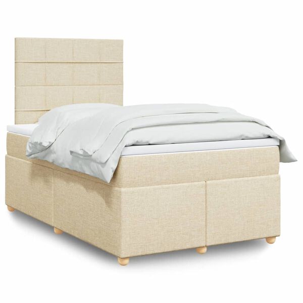 vidaXL &Kappa;&rho;&epsilon;&beta;ά&tau;&iota; Boxspring &mu;&epsilon; &Sigma;&tau;&rho;ώ&mu;&alpha; &Kappa;&rho;&epsilon;&mu; 120x200 &epsilon;&kappa;. &Upsilon;&phi;&alpha;&sigma;&mu;ά&tau;&iota;&nu;&omicron;