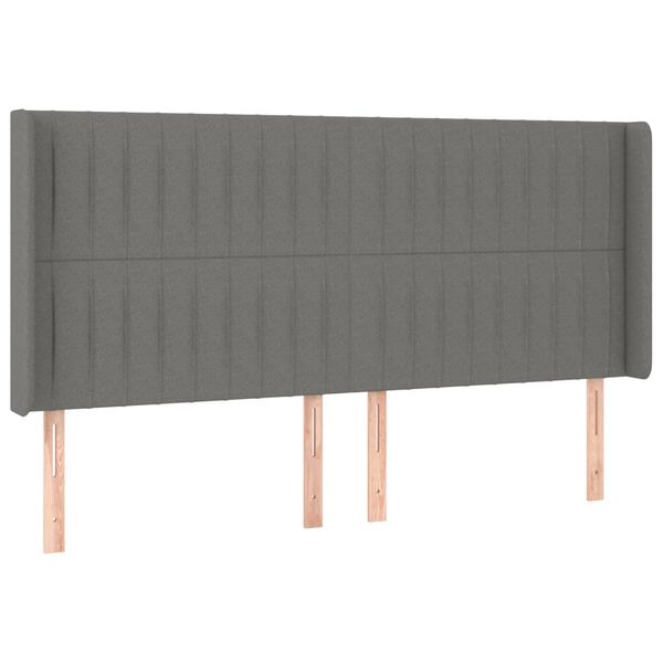 vidaXL Κεφαλάρι Κρεβατιού LED Σκούρο Γκρι 163x16x118/128εκ. Υφασμάτινο
