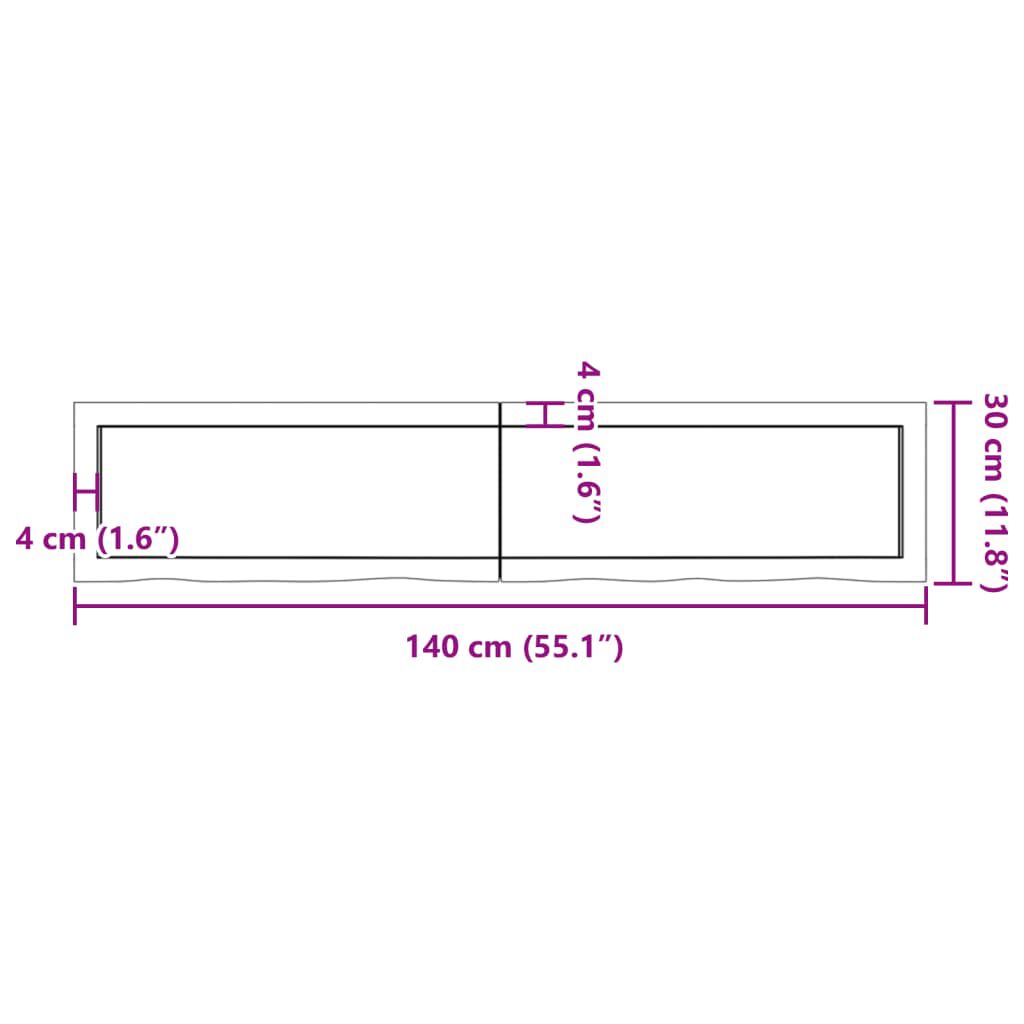vidaXL Ράφι Τοίχου Σκούρο Καφέ 140x30x(2-4) εκ. Επεξ. Μασίφ Ξύλο Δρυός
