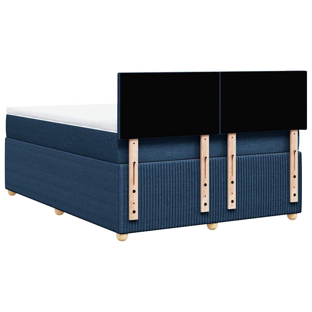 vidaXL Κρεβάτι Boxspring με Στρώμα Μπλε 140x190 εκ. Υφασμάτινο
