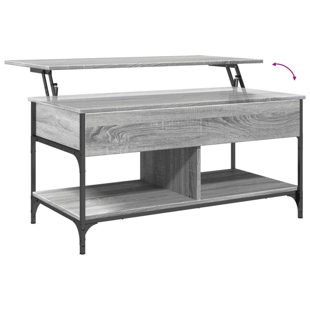 vidaXL Τραπεζάκι Σαλονιού Γκρι Sonoma 100x50x50 εκ. Επεξ. Ξύλο/Μέταλλο