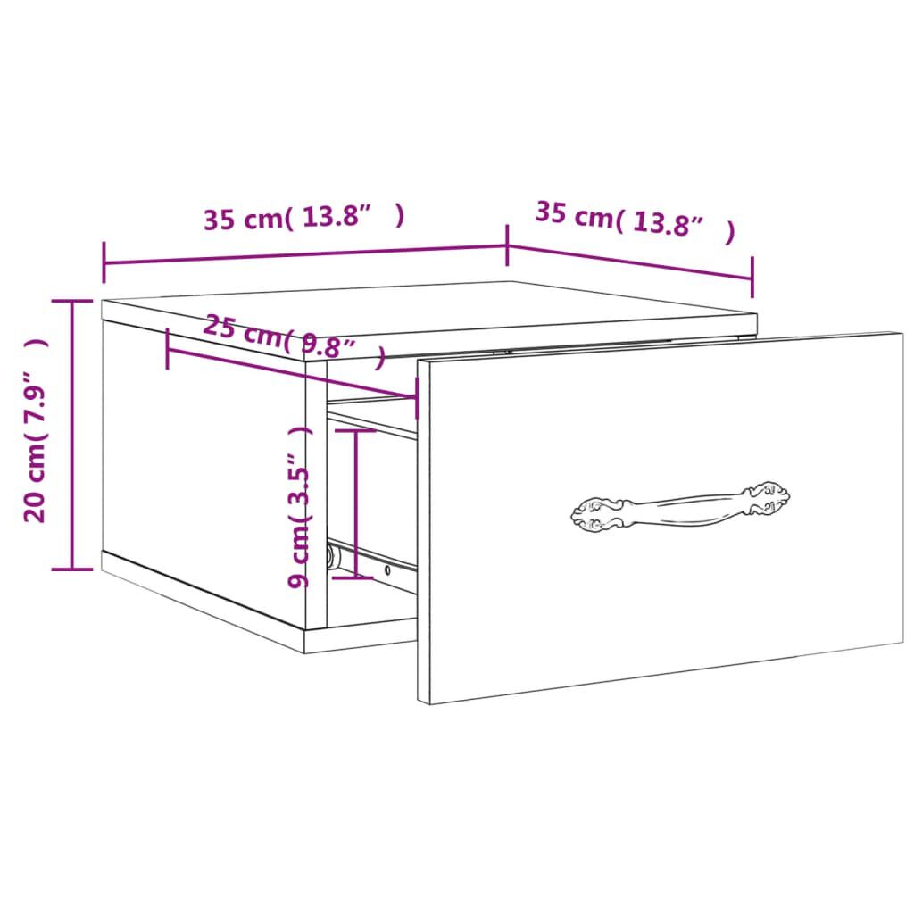 vidaXL Κομοδίνα Επιτοίχια 2 τεμ. Γκρι Sonoma 35 x 35 x 20 εκ.