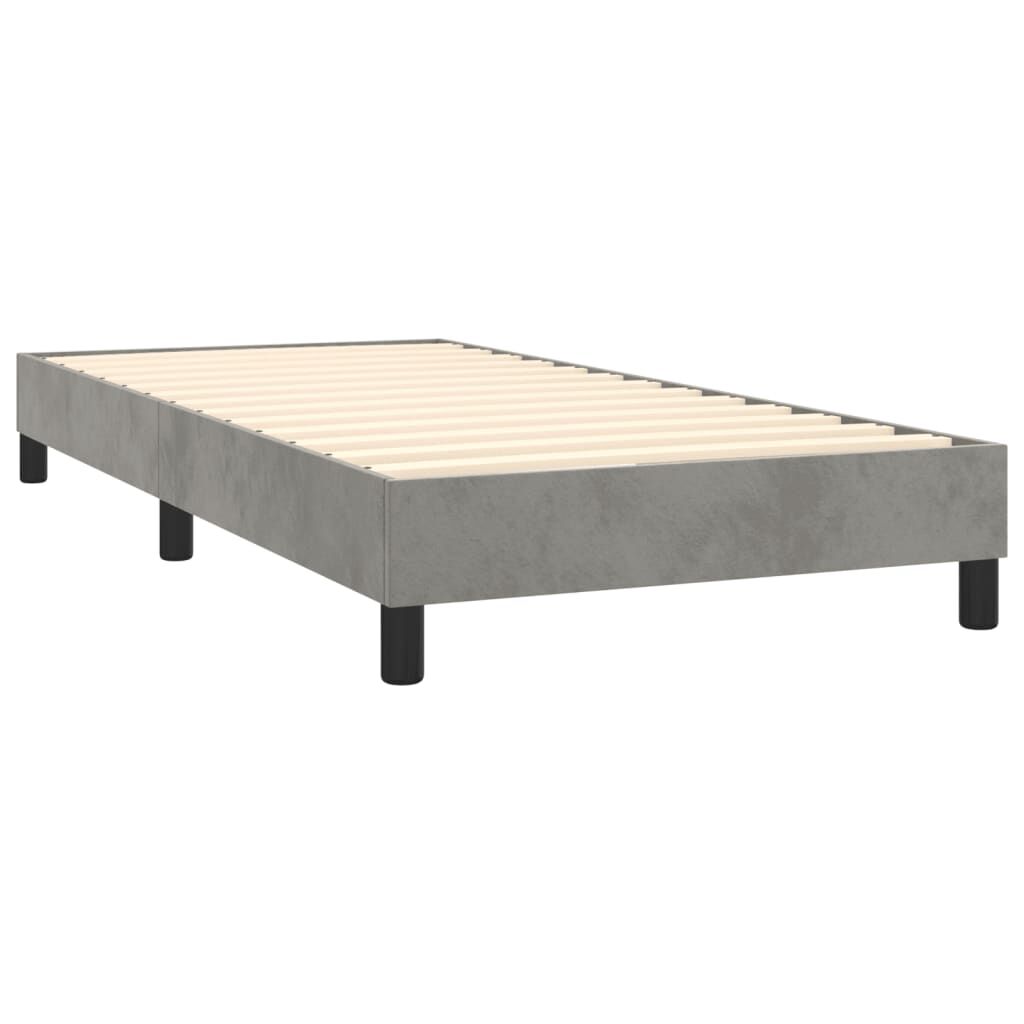 vidaXL Κρεβάτι Boxspring με Στρώμα & LED Αν.Γκρι 90x190 εκ. Βελούδινο