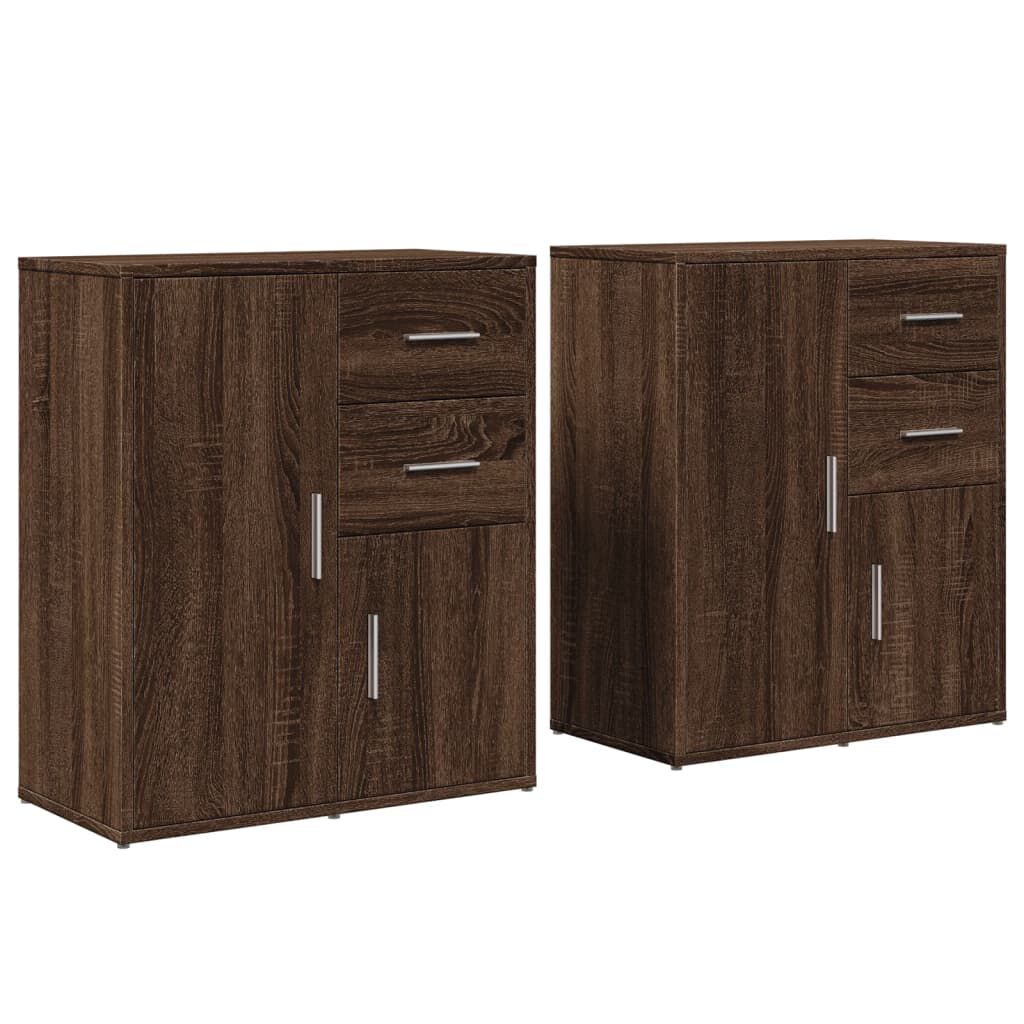 vidaXL Βοηθητικά Ντουλάπια 2 τεμ. Καφέ Δρυς 60x31x70εκ. Επεξεργ. Ξύλο