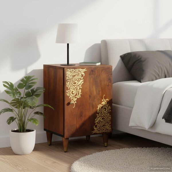 vidaXL Ντουλάπι Μπάνιου Μέλι Καφέ 38 x 33 x 58 εκ. Στερεό ξύλο μάνγκο