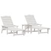 vidaXL Έπιπλα Χαλάρωσης Κήπου 3 pcs Λευκό 38 x 38 x 46cm Πολυαιθυλένιο