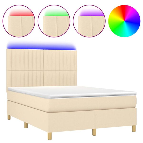vidaXL &Kappa;&rho;&epsilon;&beta;ά&tau;&iota; Boxspring &mu;&epsilon; &Sigma;&tau;&rho;ώ&mu;&alpha; & LED &Kappa;&rho;&epsilon;&mu; 140x200 &epsilon;&kappa;. &Upsilon;&phi;&alpha;&sigma;&mu;ά&tau;&iota;&nu;&omicron;