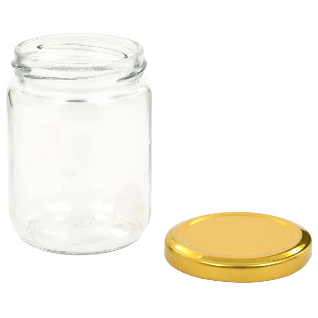 vidaXL Βάζα Μαρμελάδας 48 τεμ. 230 ml Γυάλινα με Χρυσά Καπάκια