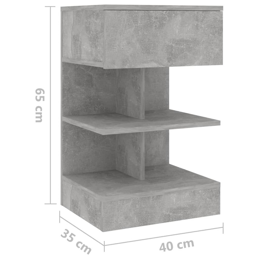 vidaXL Κομοδίνο Γκρι Σκυροδέματος 40 x 35 x 65 εκ. από Επεξ. Ξύλο