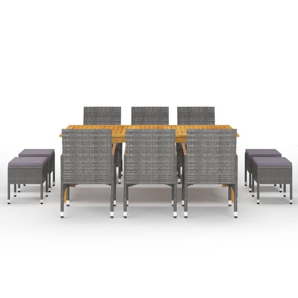 vidaXL Σετ Τραπεζαρίας Κήπου 11 τεμ. Γκρι