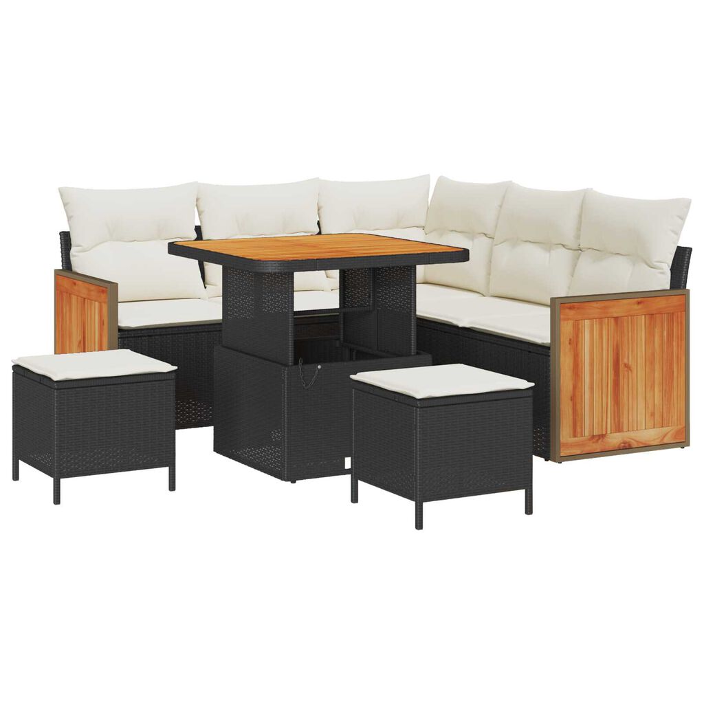 vidaXL Σετ Καναπέ Κήπου 8 pcs Μαύρο και κρεμ 80 x 80 x 71 cm