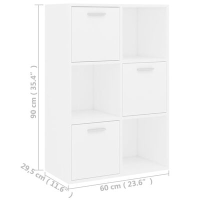 vidaXL Ραφιέρα με Ντουλάπια Λευκή 60 x 29,5 x 90 εκ. από Μοριοσανίδα
