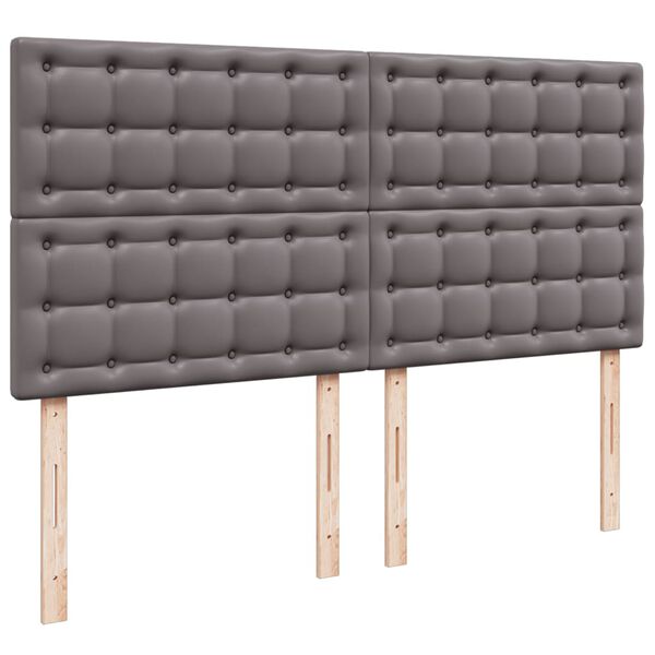 vidaXL Κρεβάτι Boxspring με Στρώμα Γκρι 180x200 εκ. Συνθετικό Δέρμα