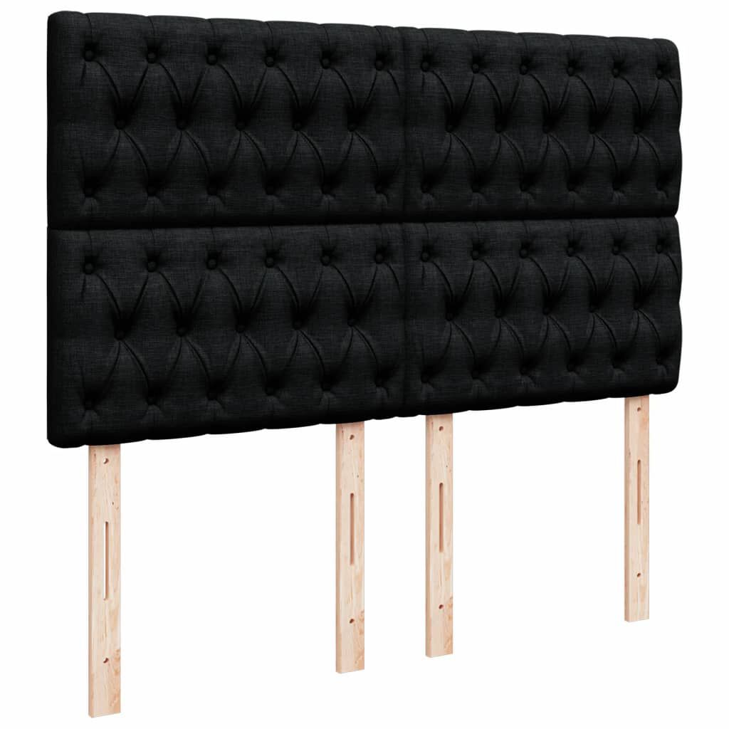 vidaXL Κρεβάτι Boxspring με Στρώμα Μαύρο 140x190 εκ. Υφασμάτινο
