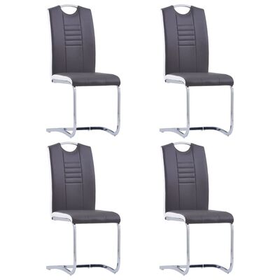 vidaXL Καρέκλες Τραπεζαρίας «Πρόβολος» 4 τεμ. Γκρι από Συνθετικό Δέρμα