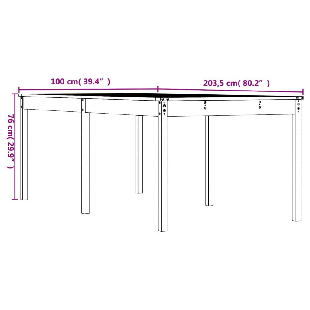 vidaXL Τραπέζι κήπου 203,5x100x76 cm Douglas από μασίφ ξύλο