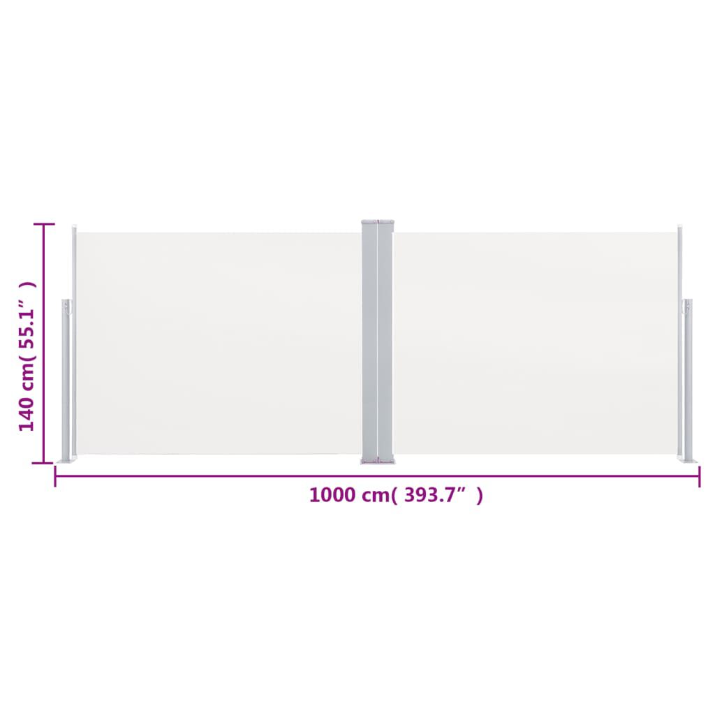 vidaXL Σκίαστρο Πλαϊνό Συρόμενο Κρεμ 140 x 1000 εκ.