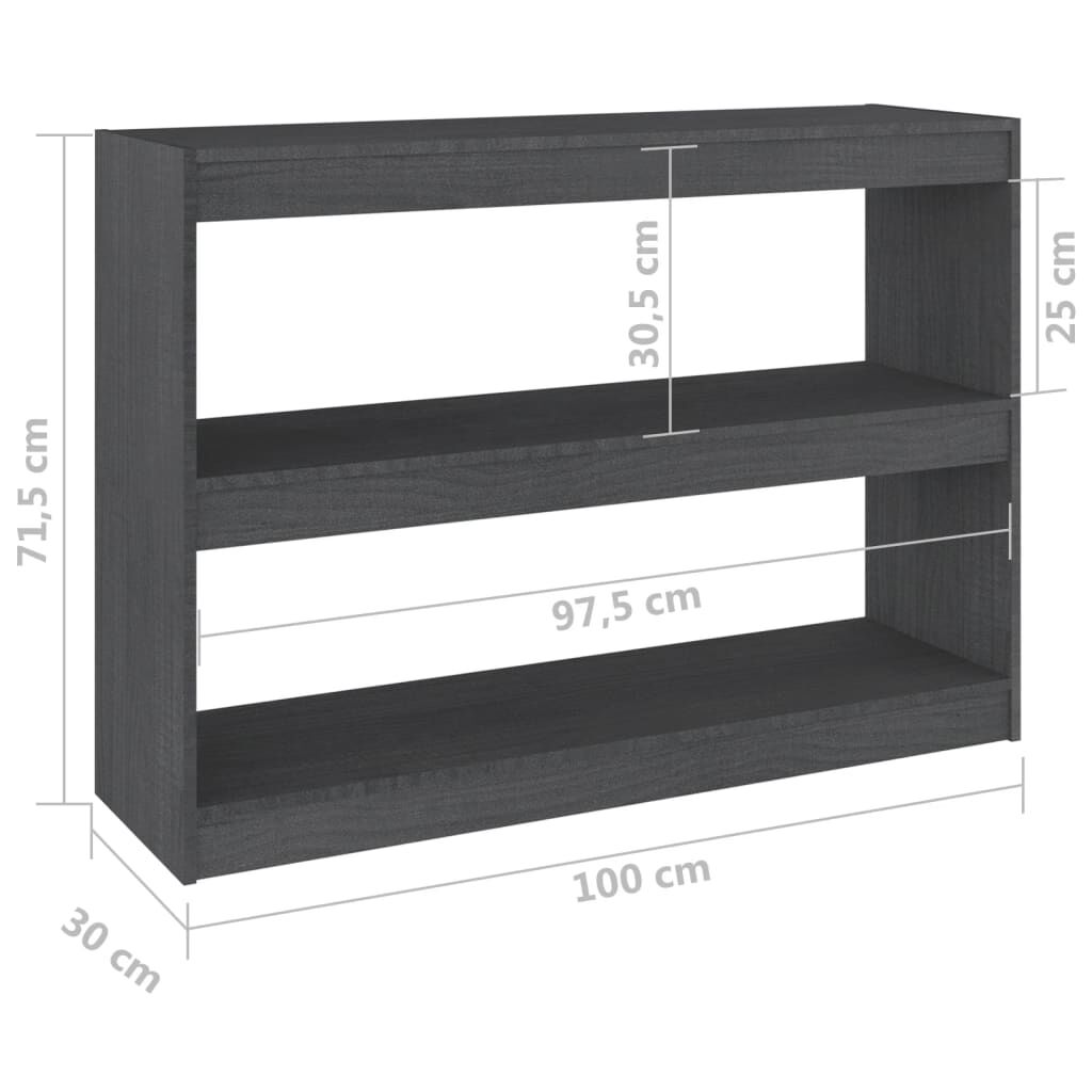 vidaXL Βιβλιοθήκη/Διαχωριστικό Χώρου Γκρι 100x30x71,5 εκ. Ξύλο Πεύκου