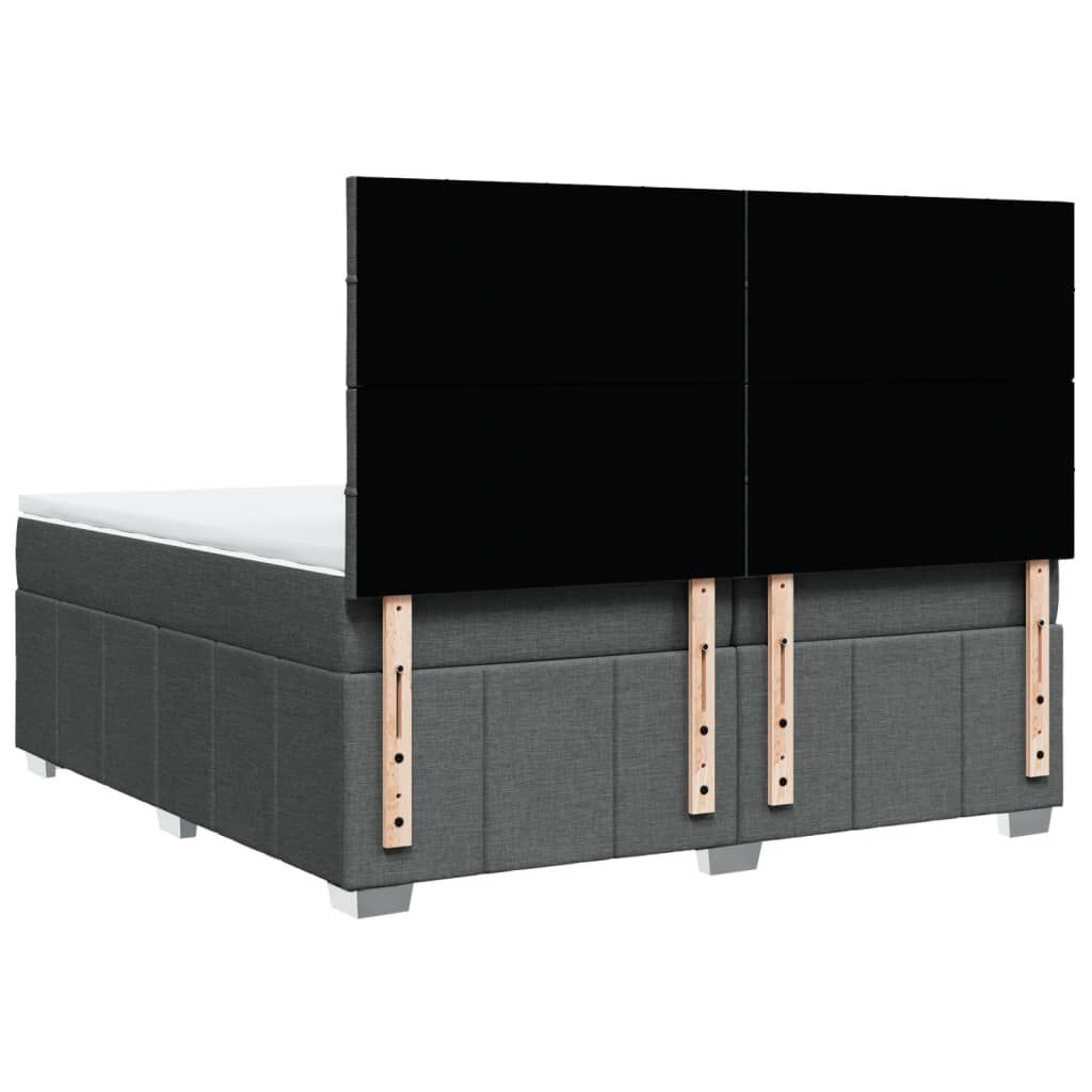 vidaXL Κρεβάτι Boxspring με Στρώμα Σκούρο Γκρι 200x200 εκ. Υφασμάτινο