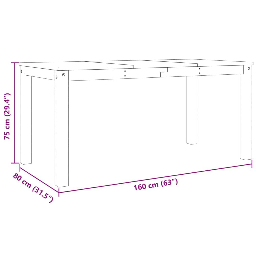 vidaXL Τραπεζαρία Panama Λευκό 160 x 80 x 75 εκ. από Μασίφ Ξύλο Πεύκου