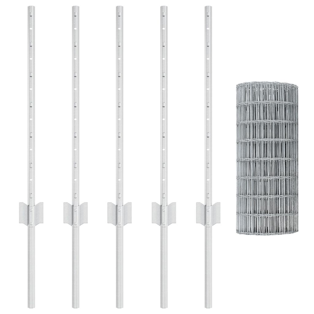 vidaXL Ευρωπαϊκή Φράχτη με 5 Πόδια Ασημί 0,6x10 μ Σίδερο