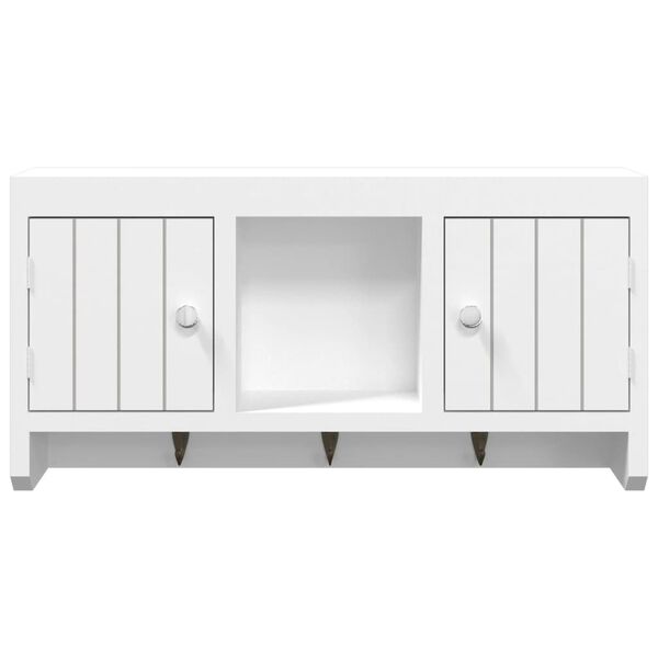 vidaXL Κλειδοθήκη Λευκή 40x8,5x20 εκ. από Επεξεργασμένο Ξύλο & Ατσάλι