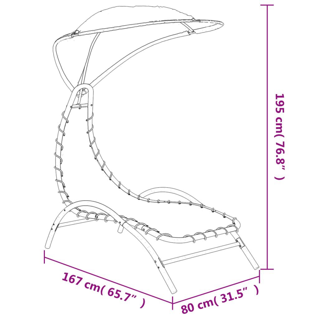 vidaXL Ξαπλώστρα με Σκίαστρο Μαύρη 167x80x195 εκ. Ύφασμα και Ατσάλι