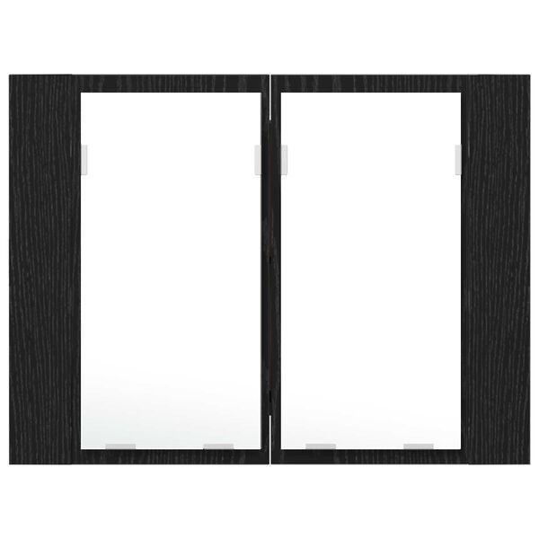 vidaXL LED Καθρέφτης Μπάνιου Ντουλάπας Μαύρο Δρυς 60x12x45 εκ. Από Ξύλο