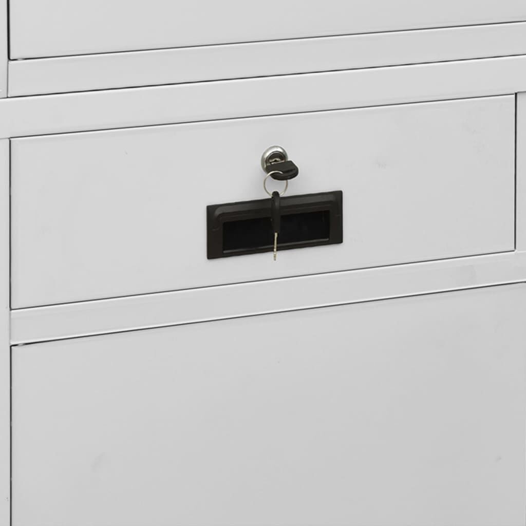 vidaXL Ντουλάπα Γραφείου Ανοιχτό Γκρι 90x40x180 εκ Ατσάλι/Ψημένο Γυαλί