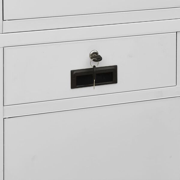 vidaXL Ντουλάπα Γραφείου Ανοιχτό Γκρι 90x40x180 εκ Ατσάλι/Ψημένο Γυαλί