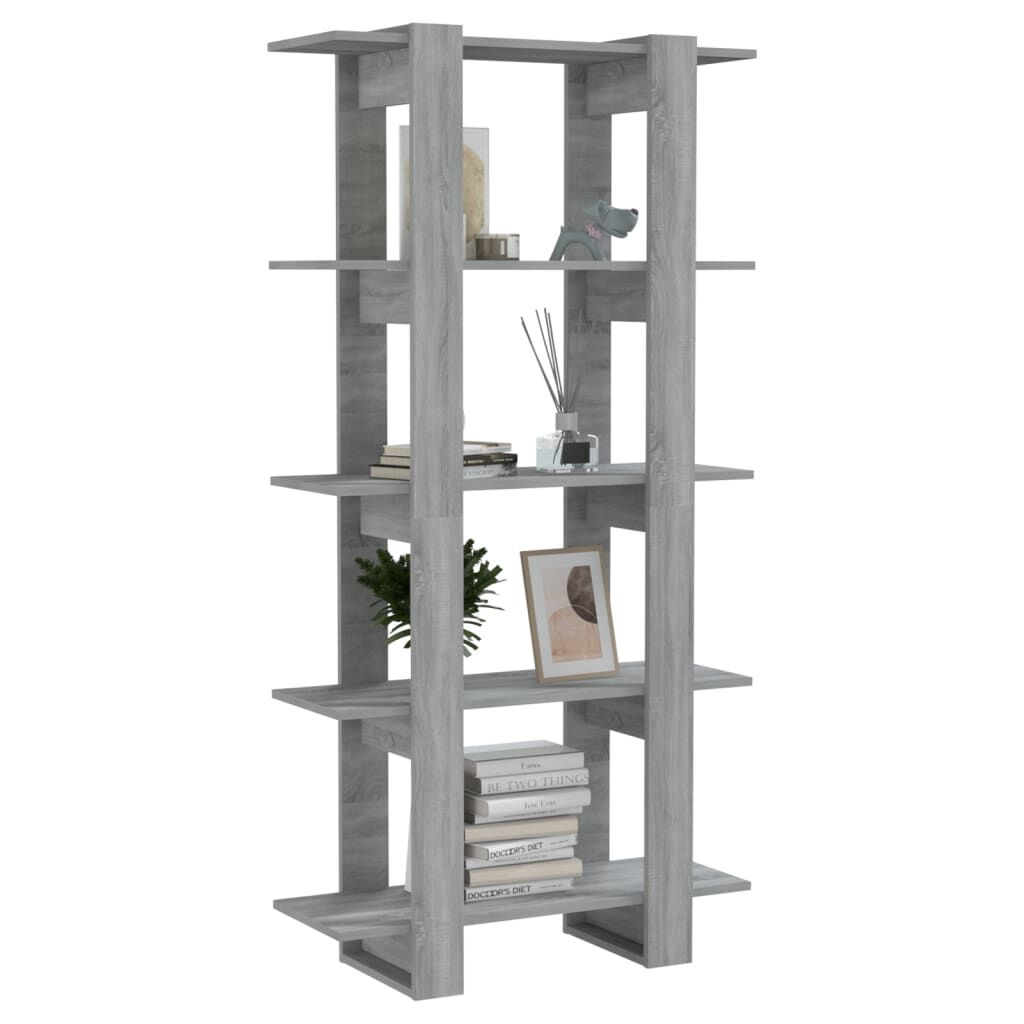 vidaXL Βιβλιοθήκη/Διαχωρ. Χώρου Γκρι Sonoma 80x30x160 εκ. Επεξ. Ξύλο