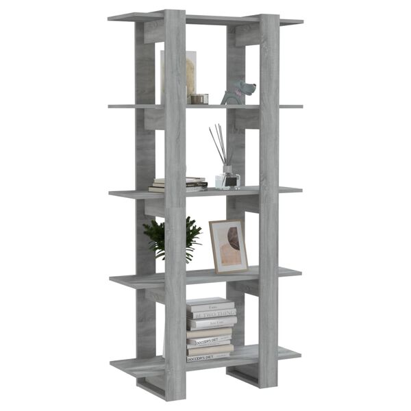 vidaXL Βιβλιοθήκη/Διαχωρ. Χώρου Γκρι Sonoma 80x30x160 εκ. Επεξ. Ξύλο