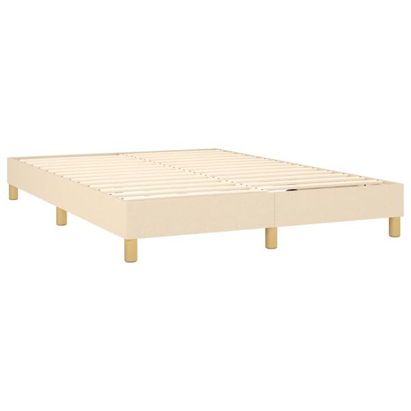 vidaXL Κρεβάτι Boxspring με Στρώμα Κρεμ 140x190 εκ. Υφασμάτινο