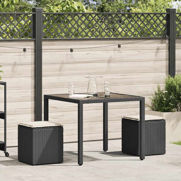 vidaXL σκαμπό κήπου με μαξιλάρια 2 τεμάχια Μαύρο 40x40x43 cm