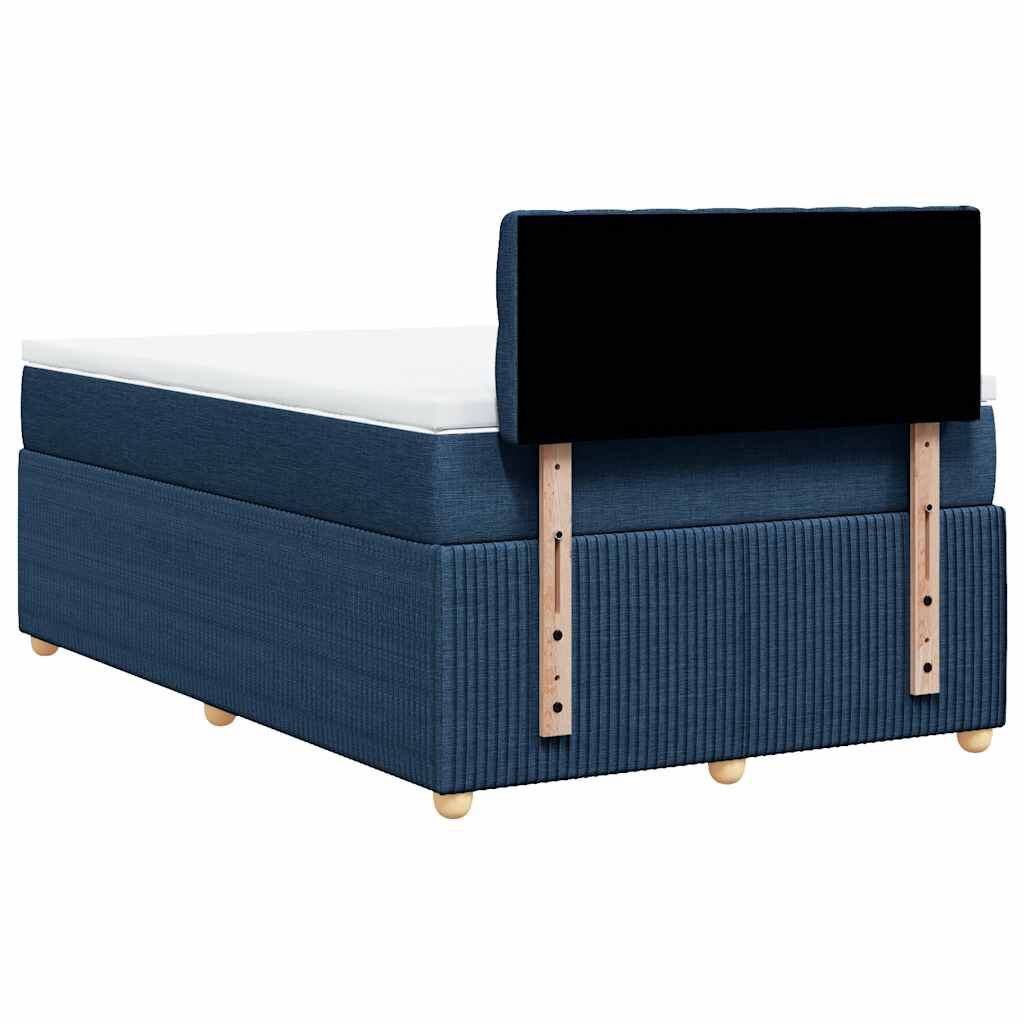vidaXL Κρεβάτι Boxspring με Στρώμα Μπλε 120x200 εκ. Υφασμάτινο