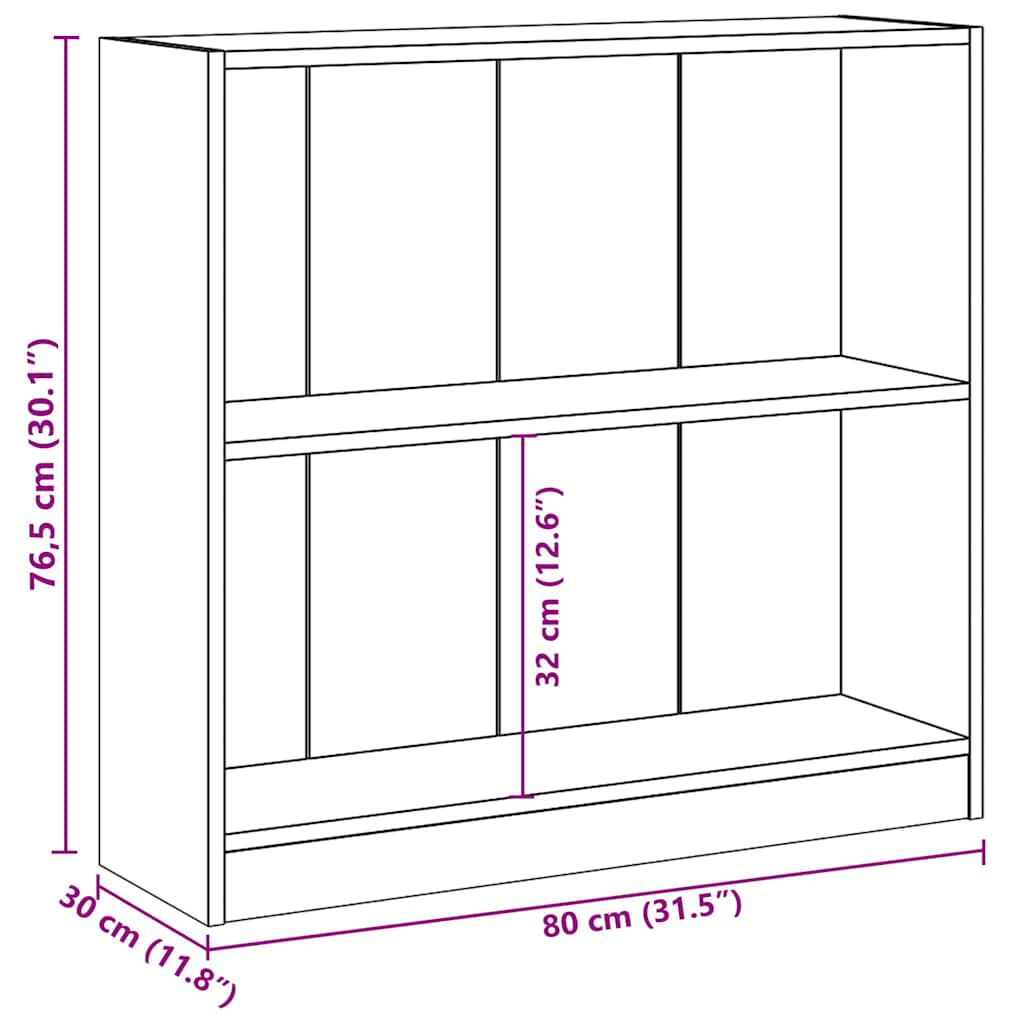 vidaXL Βιβλιοθήκη Γκρι του Σκυροδέματος 80 x 24 x 75 εκ. Μοριοσανίδα