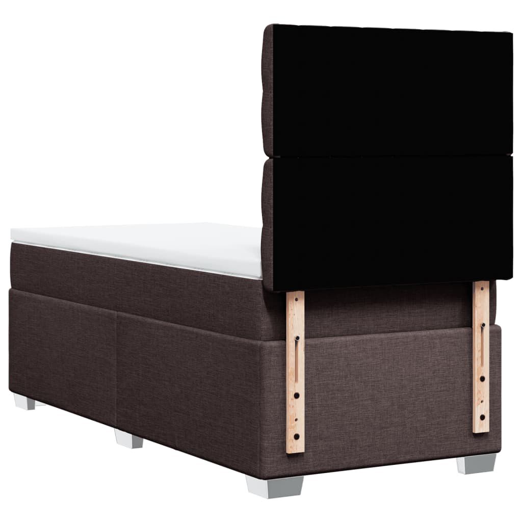 vidaXL Κρεβάτι Boxspring με Στρώμα Σκούρο Καφέ 90x190 εκ. Υφασμάτινο