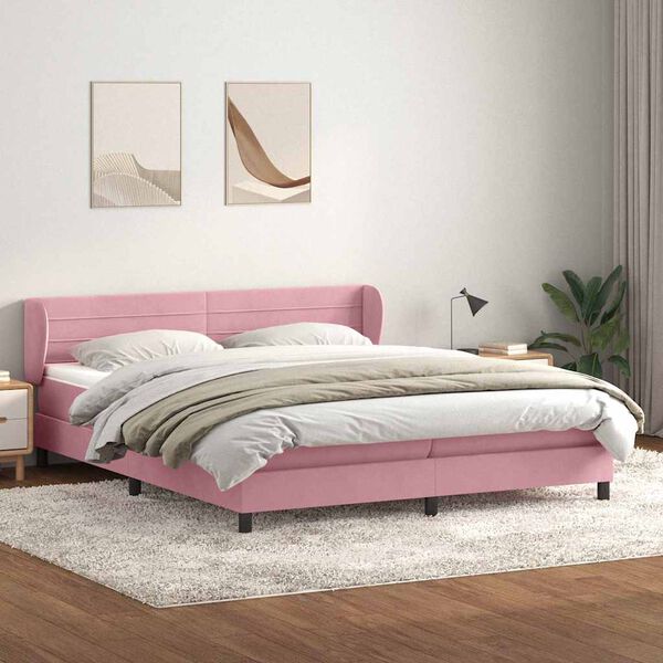 vidaXL Box Spring &kappa;&rho;&epsilon;&beta;ά&tau;&iota; &mu;&epsilon; &sigma;&tau;&rho;ώ&mu;&alpha;&tau;&alpha; &rho;&omicron;&zeta; 200x210 cm &Beta;&epsilon;&lambda;&omicron;ύ&delta;&iota;&nu;&omicron;