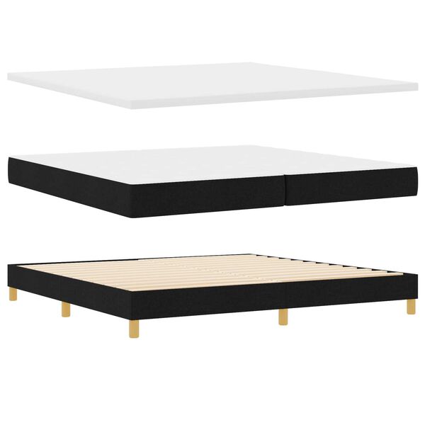 vidaXL Κρεβάτι Box Spring με Στρώμα & LED Μαύρο 200x200 εκ. Ύφασμα