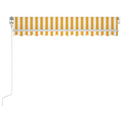 vidaXL Τέντα Αυτόματη με LED & Αισθ. Ανέμου Κίτρινο/Λευκό 350x250 εκ.