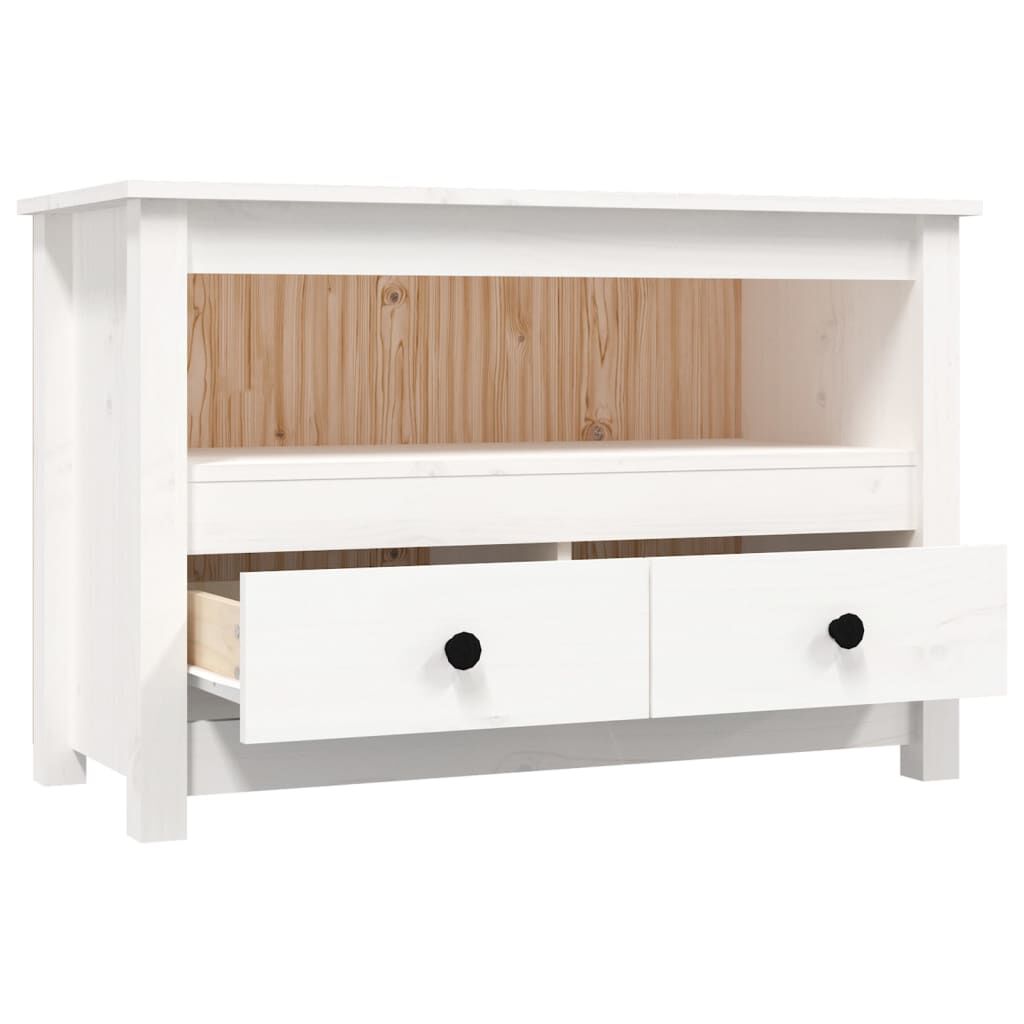 vidaXL Έπιπλο Τηλεόρασης Λευκό 79 x 35 x 52 εκ. από Μασίφ Ξύλο Πεύκου