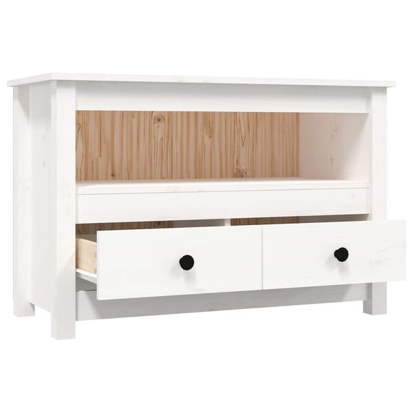 vidaXL Έπιπλο Τηλεόρασης Λευκό 79 x 35 x 52 εκ. από Μασίφ Ξύλο Πεύκου
