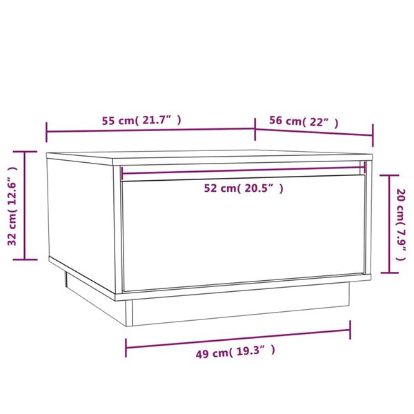 vidaXL Τραπεζάκι Σαλονιού Μαύρο 55 x 56 x 32 εκ. από Μασίφ Ξύλο Πεύκου